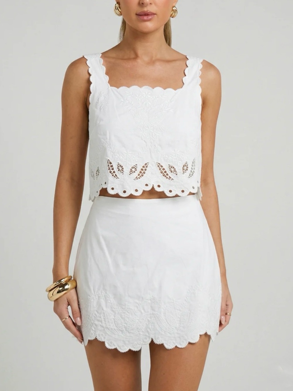 WAPG We’re All Pretty Girls - Embroidered Scallop Top & Skirt Set